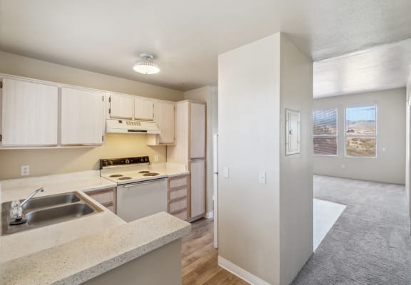 Kitchen and Living Room at Copper Ridge Apartments in Kingman Arizona