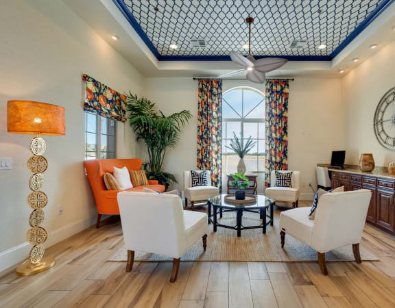 Clubhouse lounge area at Bella Victoria Apartments in Mesa Arizona January 2021
