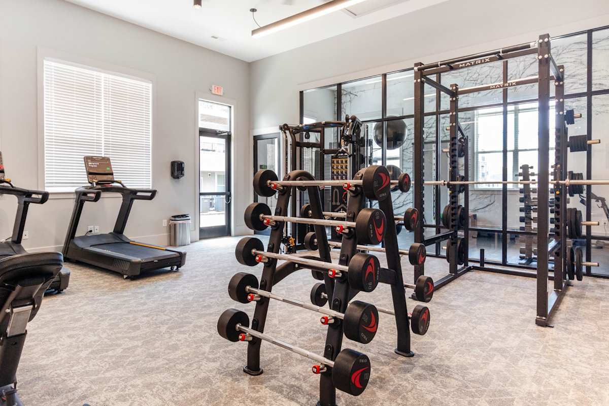 The One at Spartanburg fitness center with equipment - Spartanburg, SC