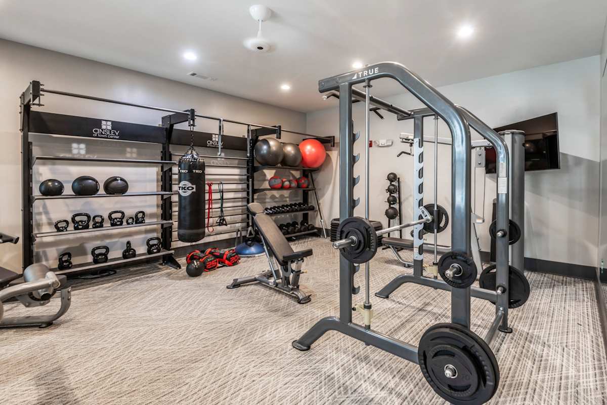 Ansley at Town Center Apartments fitness center equipment - Evans, GA