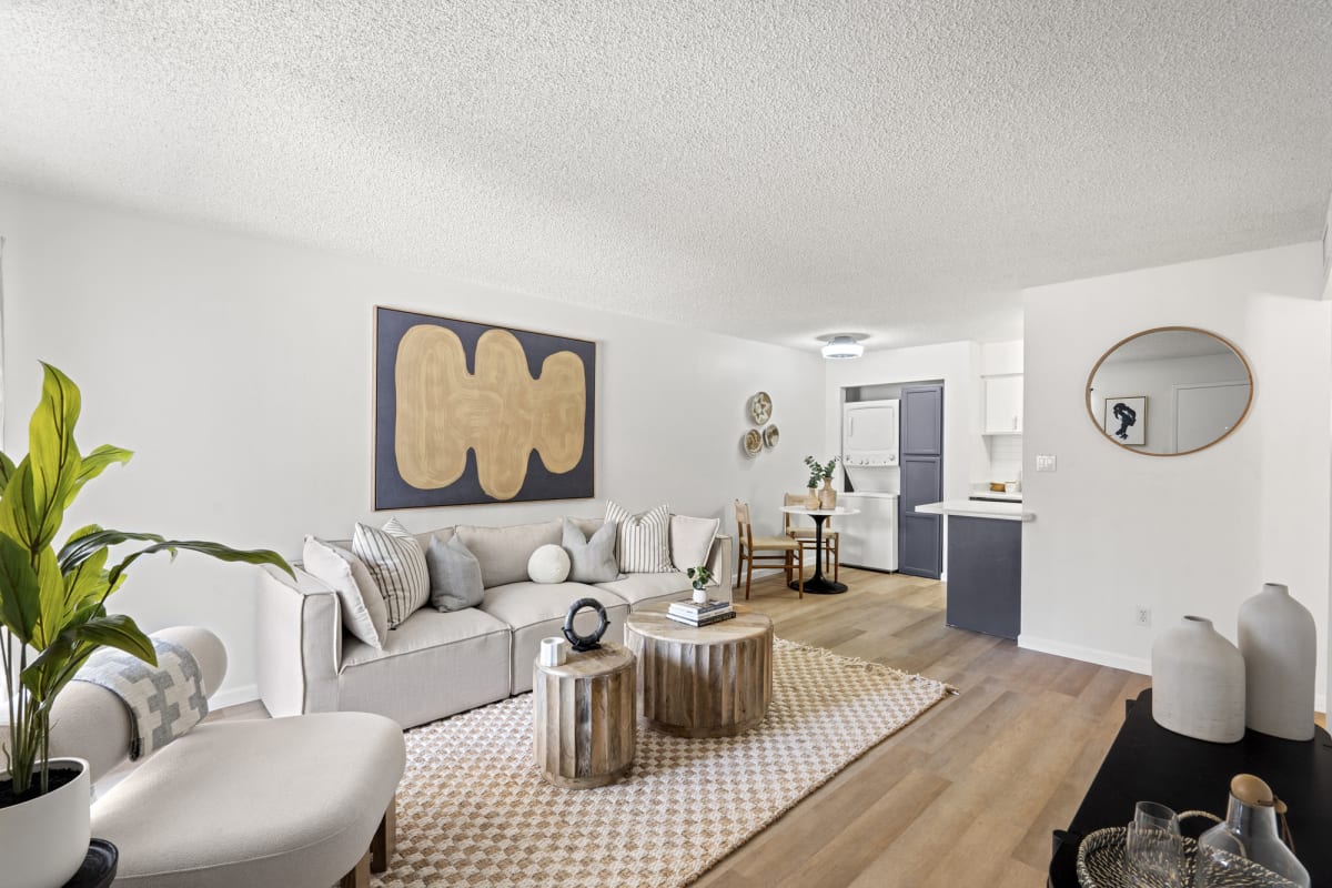 Furnished living room at Oakridge Apartments.