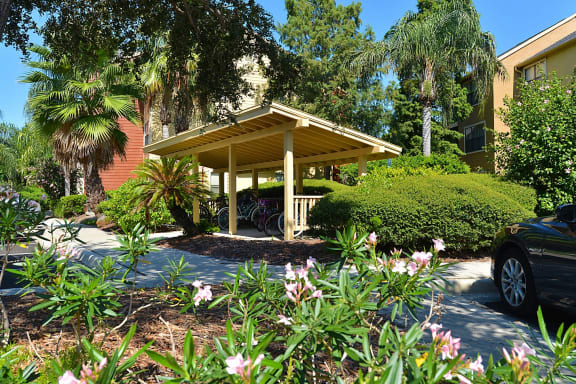 a park pavilion with flowers in the foreground at Mandalay on 4th Condominiums Apartments , St. Petersburg, Florida, 33716