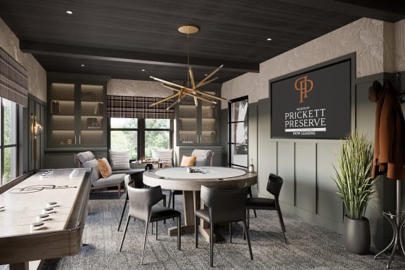 a rendering of a meeting room with a round table and chairs at Madison Prickett Preserve, Pennsylvania