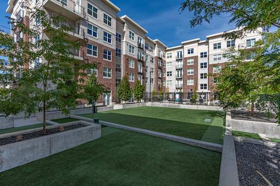 Lush green lawn area at 200 City View, Provo, UT, 84601