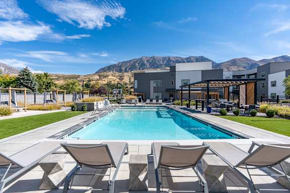 Front Pool View at The Flats at Riverwoods, Utah