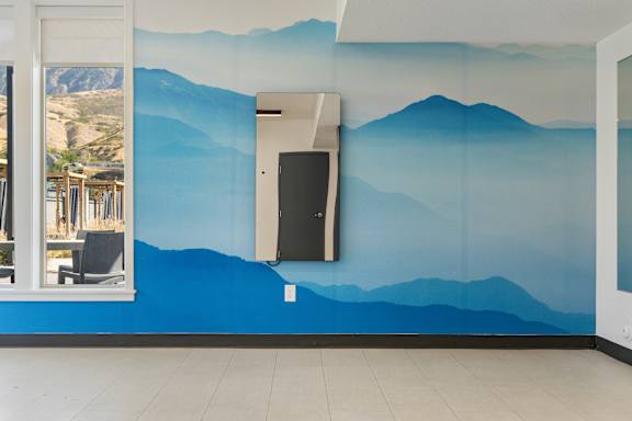 Blue Wall with Mountain Design at The Flats at Riverwoods, Provo, UT