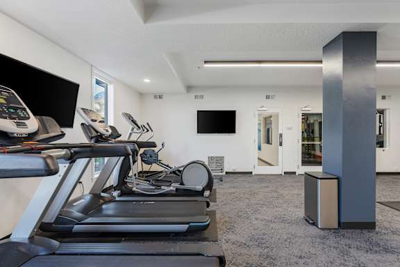 Gym with Cardio Equipment at The Flats at Riverwoods, Provo, Utah