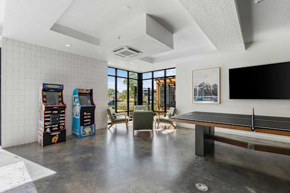 Pool Table In Game Room at The Flats at Riverwoods, Provo, 84604