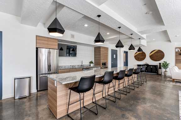 Kitchen with a Long Island at The Flats at Riverwoods, Provo, 84604