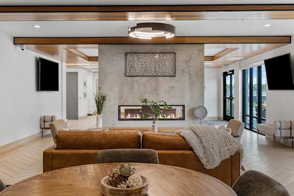 Living Room with Fireplace at The Flats at Riverwoods, Provo, 84604