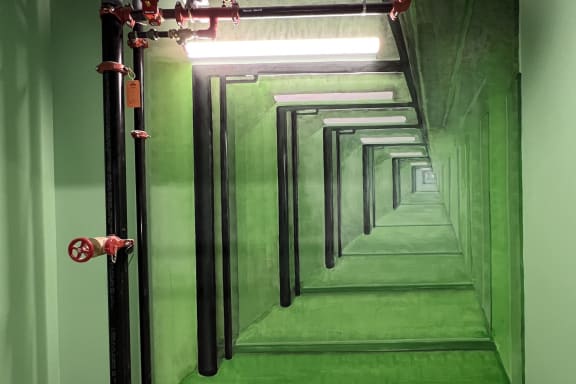 Green Hallway at Citizen Birmingham micro-apartments