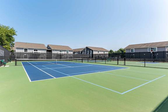 Pickleball, Tennis, and Basketball shared courts at the apartments in princeton meadows in plainsboro nj