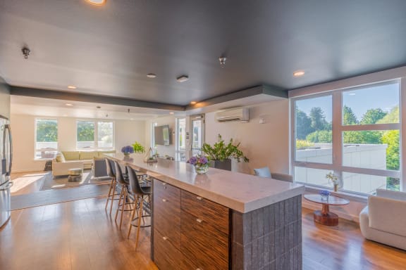 kitchen island of resident lounge