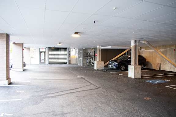 a car parked in a parking garage