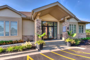 exterior view of the Eagle Creek Apartments clubhouse in Westmont, IL