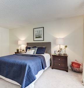 Decorated bedroom at Vistas of Annandale, Annandale, VA, 22003