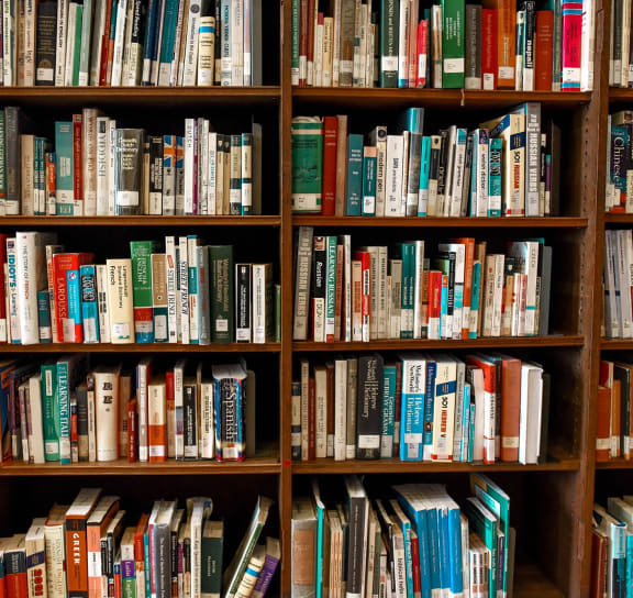 a book shelf filled with lots of books