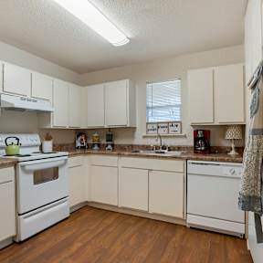 Kitchen with white cabinets