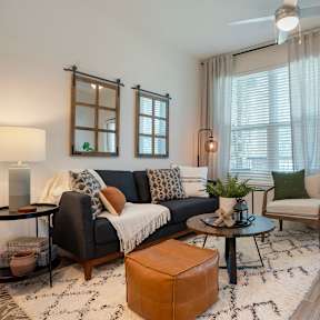 Living room with Blue Couch