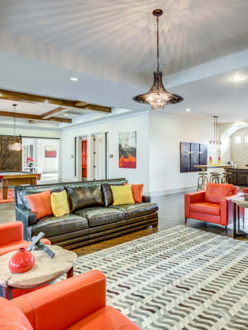 a living room filled with furniture and a large rug