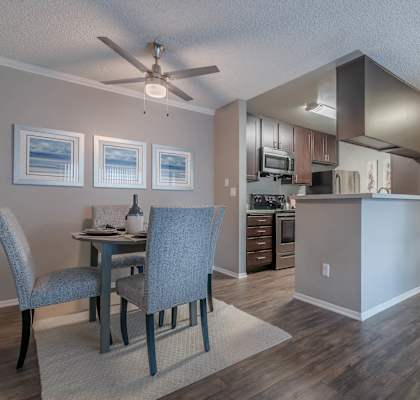 Living room and dining room view at Monterra Ridge Apartments, Canyon Country ,91351