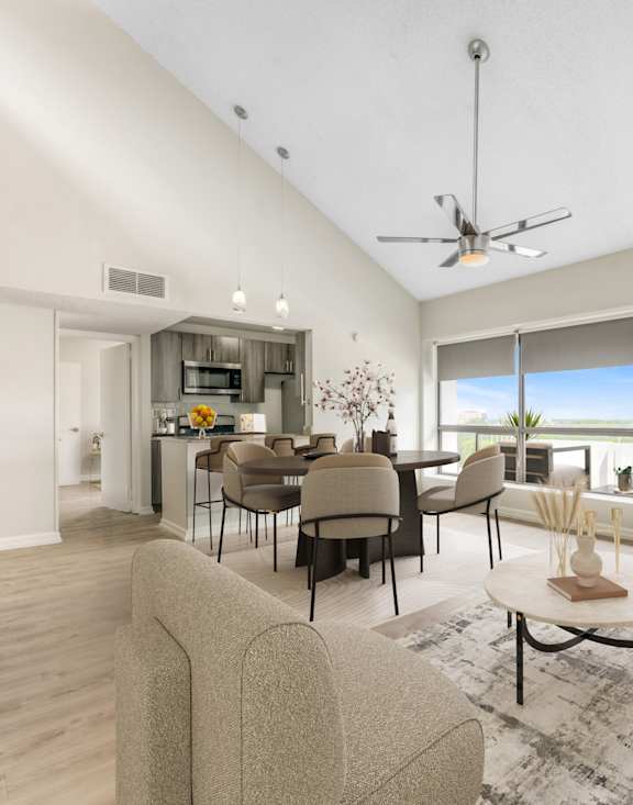 Furnished Living Room High Ceilings at Iris Luxury Apartments, Memphis Tennessee