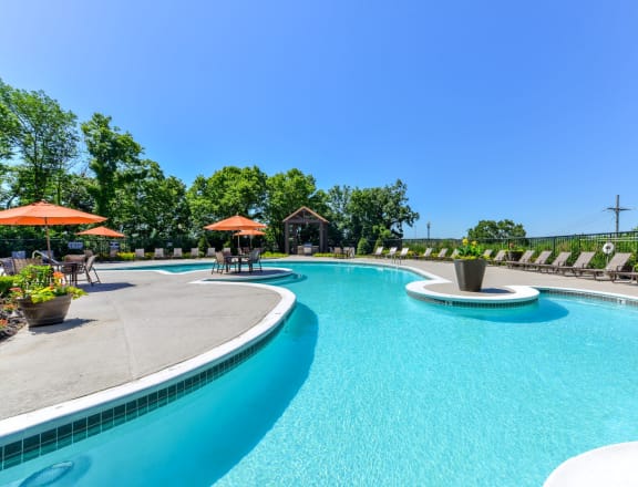 Outdoor pool at  Hampton Woods Apartments, Shawnee KS 66217