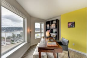  Office Area with View of Day Sky, Yellow Wall, Desk and Chair
