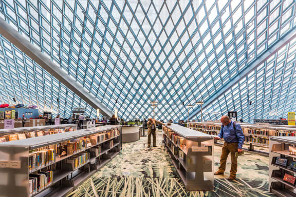 the ceiling of the seattle public library