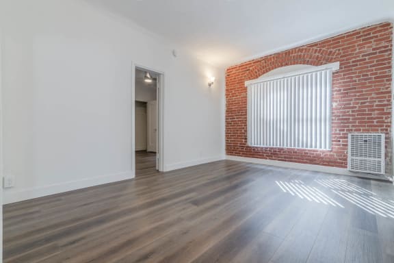 Living area with brick wall