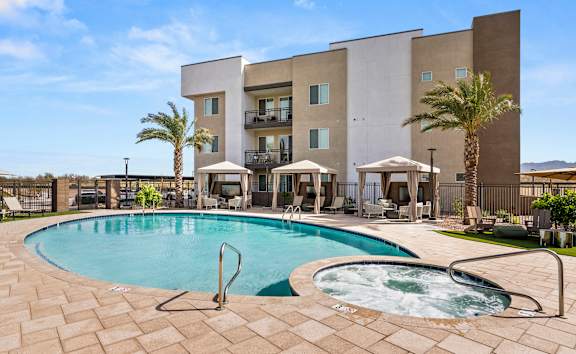 Pool and BBQ Area of The Aster at Mountain Vista in Mesa Arizona
