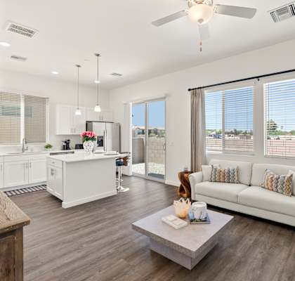 Two Bedroom Living Room at Casitas Catalina Apartments in Tucson