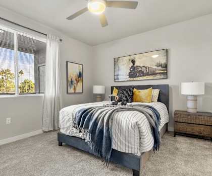 Bedroom at V on Broadway Apartments in Tempe AZ November 2020 (6)