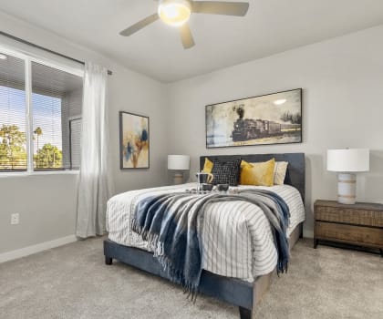 Bedroom at V on Broadway Apartments in Tempe AZ November 2020 (6)