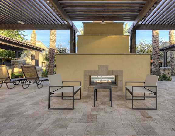 Outdoor Fireplace 2 at Bella Victoria Apartments in Mesa Arizona January 2021