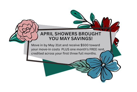 A promotional image offering savings on move-in costs and free rent for a month.