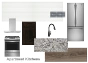 Thumbnail 2 of 2 - a rendering of a kitchen with a sink and a refrigerator
