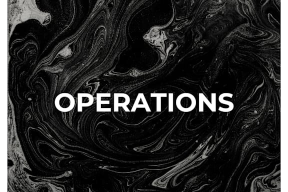 A black and white abstract background with the word "OPERATIONS" in the center.