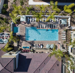 a birds eye view of the pool at the resort at longboat key club