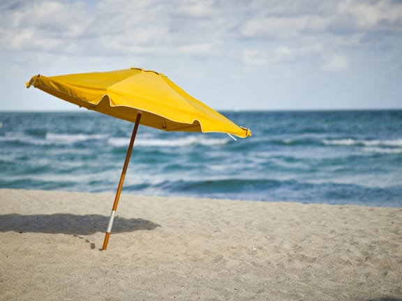 yellow umbrella on the beach