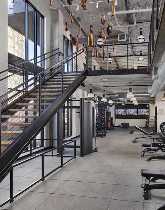 Spacious and modern fitness center with state-of-the-art equipment in a luxury apartment communityat AVE Santa Clara, California, 95054