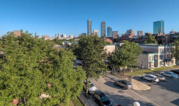 Boston City Skyline Camden Street Apartments.