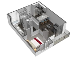 A5 1 Bedroom 1 Bathroom, 708 Sq.Ft. Floor Plan at Spoke Apartments, Georgia