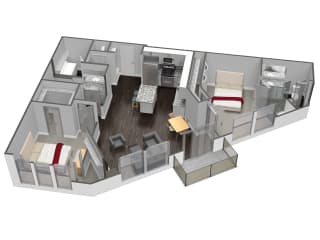 B5 2 Bedroom 2 Bathroom Floor Plan B5 2 Bedroom 2 Bathroom, 1,167 Sq.Ft. Floor Plan at Spoke Apartments, Atlanta