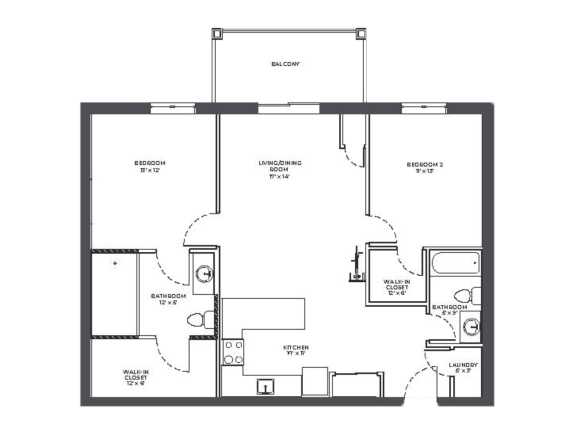 the floor plan of the apartment with the furniture