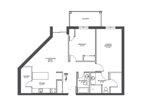 the floor plan of the apartment with the open space