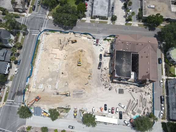 a view of the construction site from above