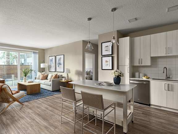 Decorated Living Room With Natural Light in Downtown Tampa