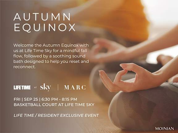A promotional image for an Autumn Equinox event at Life Time Sky.