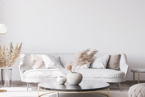 a living room with a couch and a coffee table